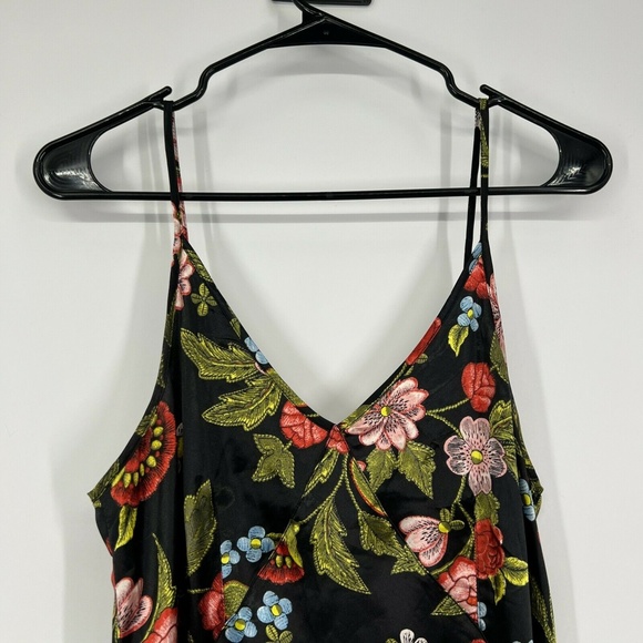 JustFab Slip Dress Satin Floral Lace Trim - Picture 3 of 11